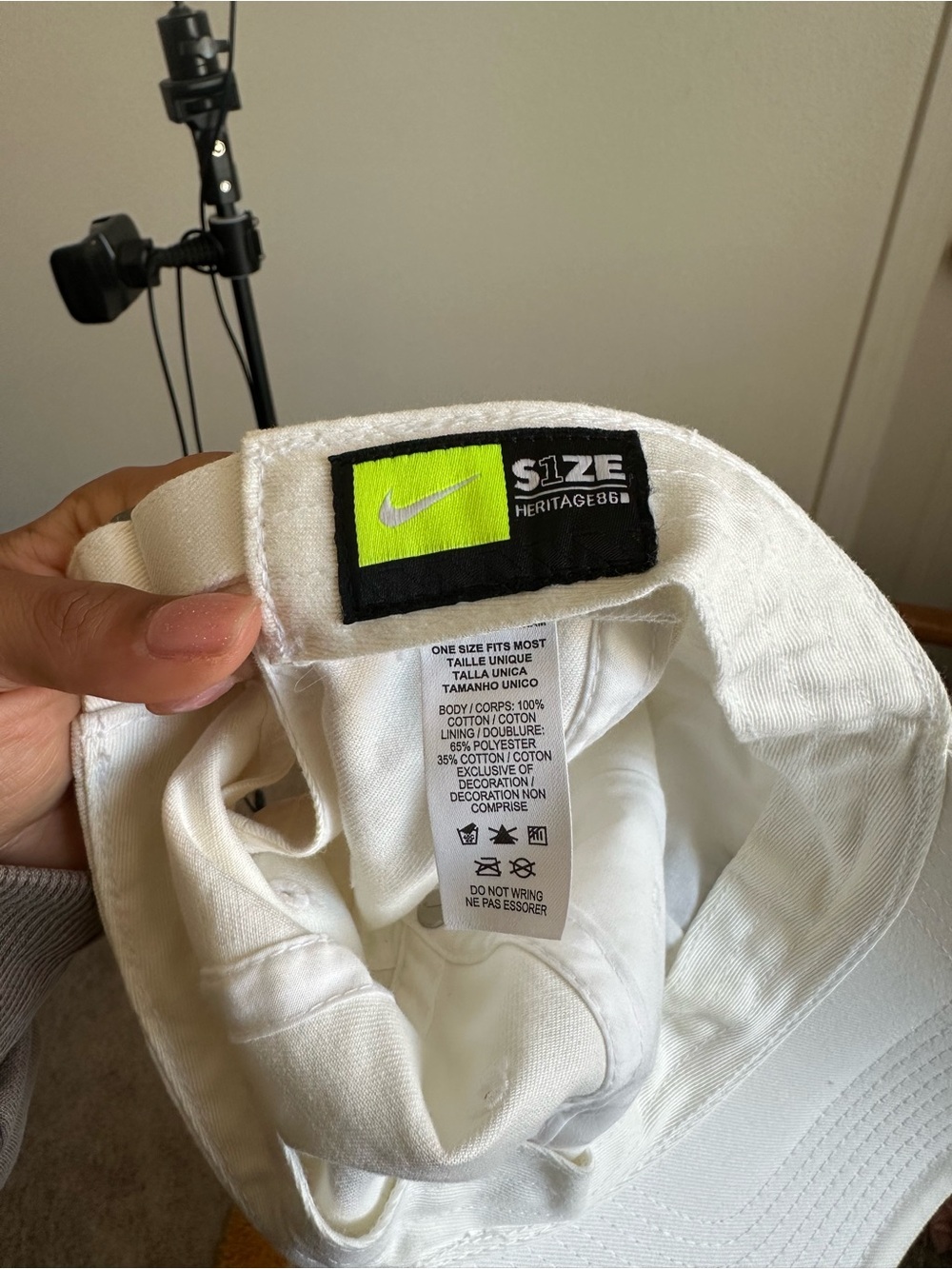 Nike White Hat with Black Swoosh Patch - Picture 2 of 4